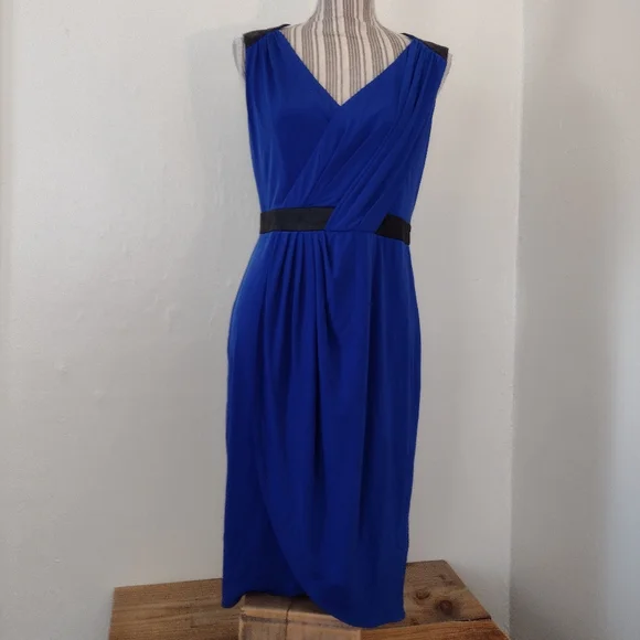 Ivy & Blue Maggy Boutique | Dresses | Ivy Blu Vintage Royal Blue Sleeveless Faux  Leather Accent Midi Dress | Poshmark